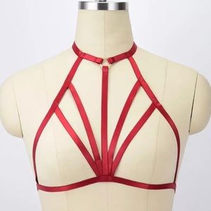 Vixen Red Rave / Festival Crop Top Cage Harness, Halloween costume